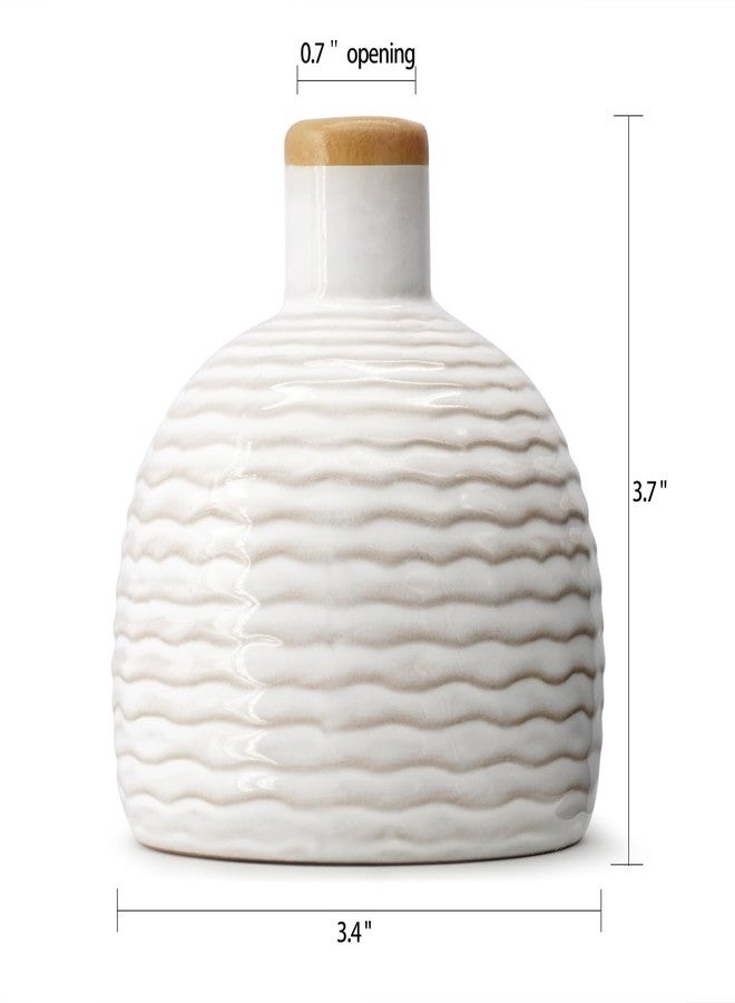 GeLive Vintage White Ceramic Bud Vase - Small Rustic Retro Flower Vase Diffuser Bottle - Farmhouse Boho Vase for Bud Hydroponics Plants - Table Centerpiece - Minimalism Home Decor - Image 5